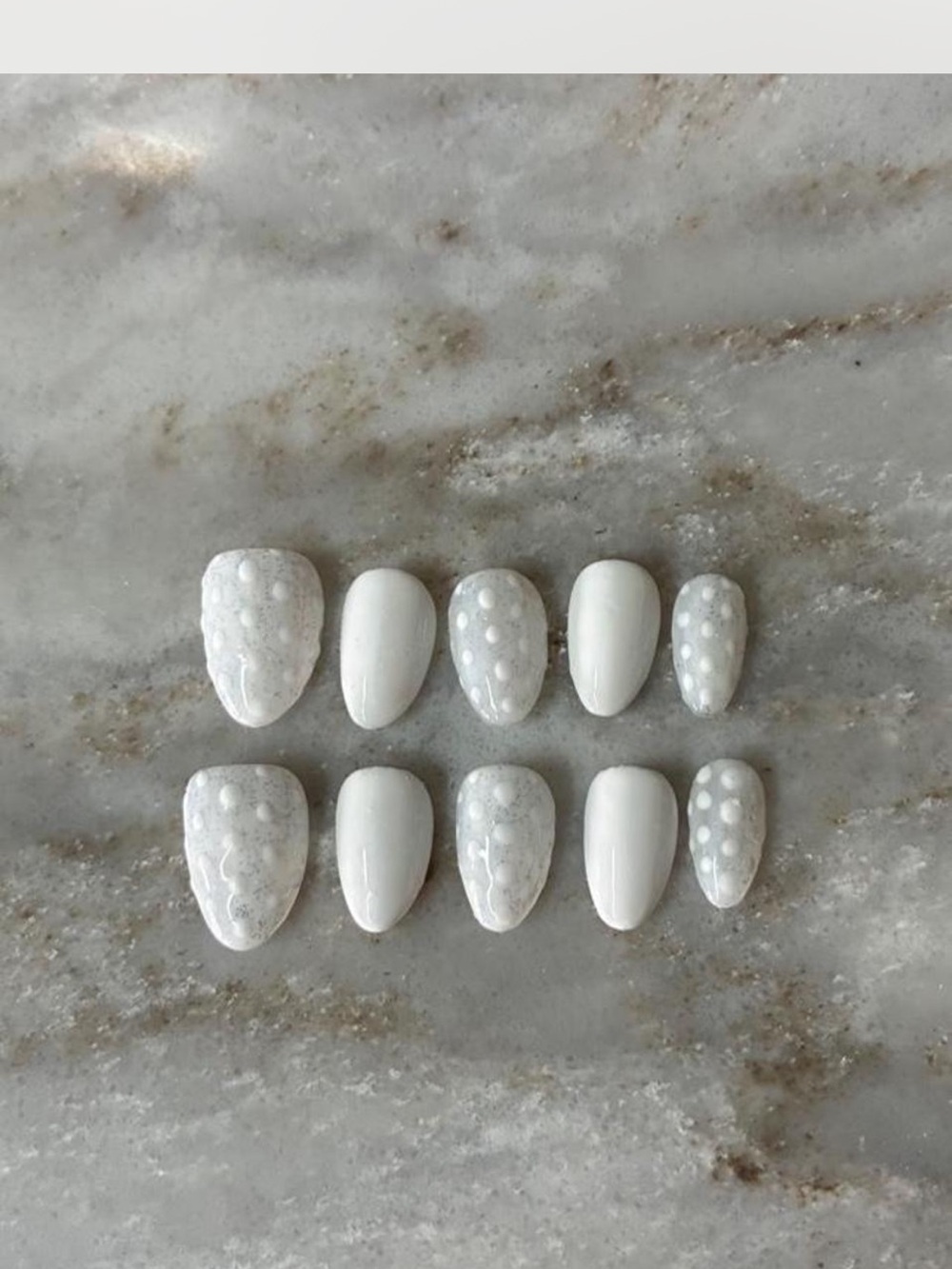 Handmade White Polka Dot Press-On Nail Set